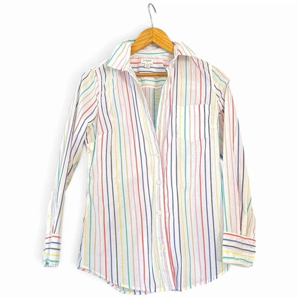 J.CREW Pastel Striped Plaid Long Sleeve Button Up XXS
